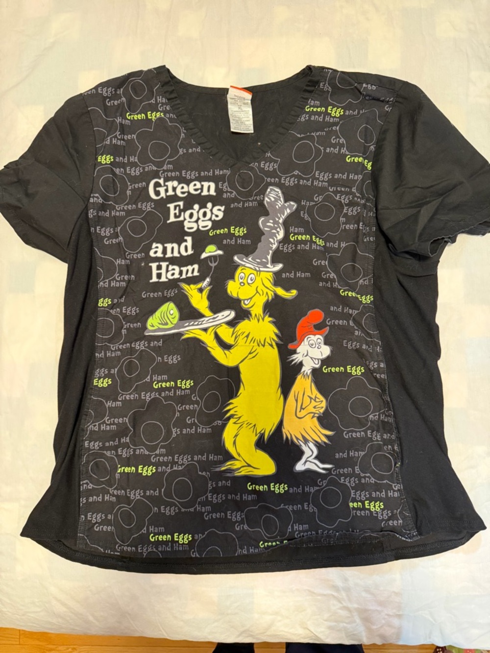 Green Eggs and Ham Scrub top - Black